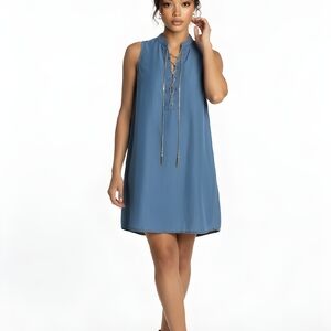 Michael Kors Soft Denim Lace-Up Dress